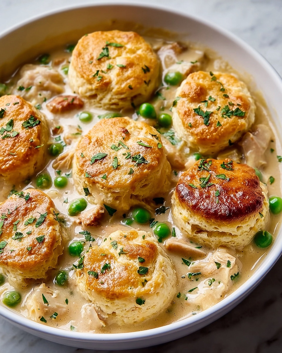 Chicken Pot Pie with Cheddar Chive Biscuits Recipe - Recipe Image