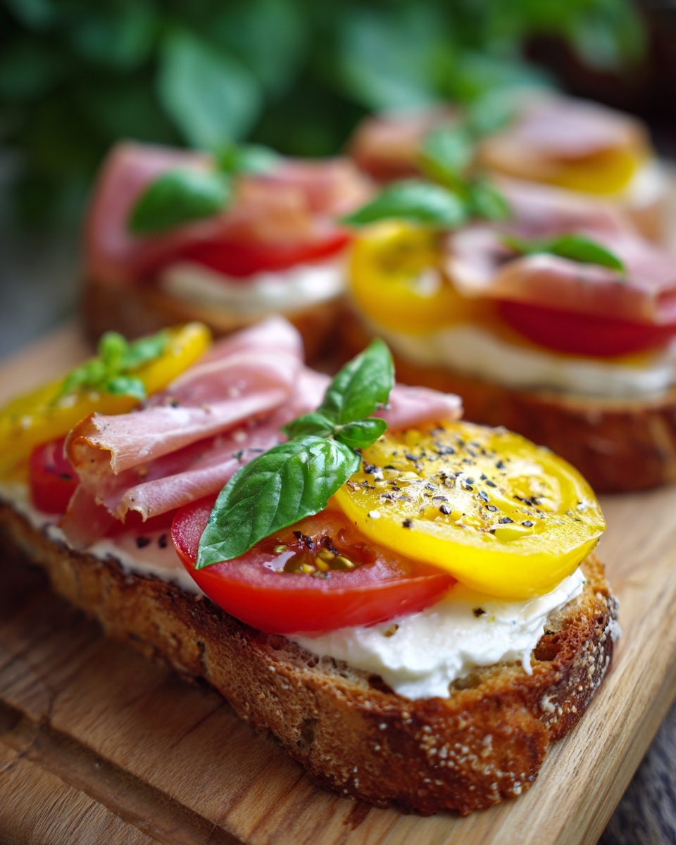 Cheesy Burrata Crostini with Prosciutto and Peaches Recipe - Recipe Image