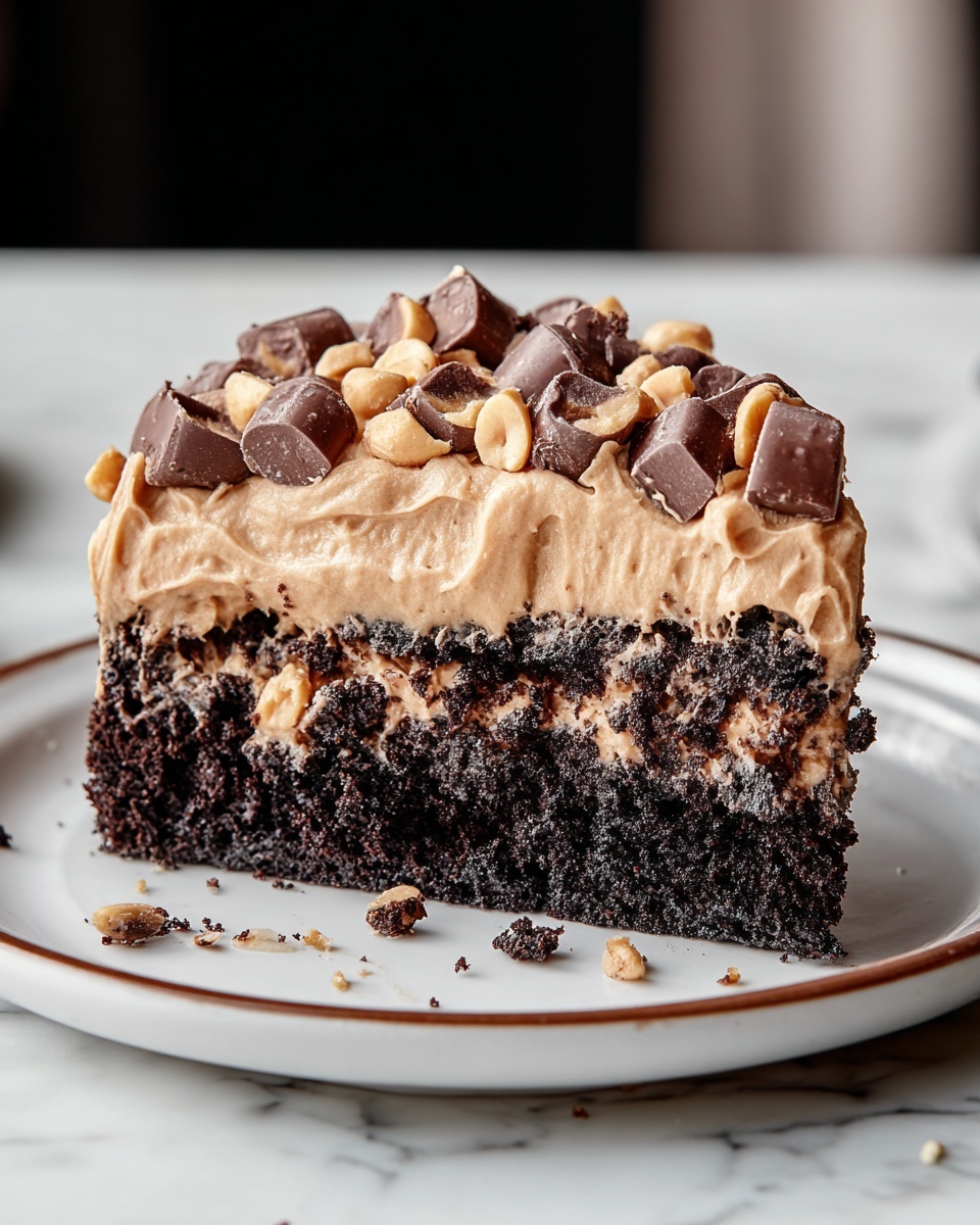 Chocolate Peanut Butter Poke Cake Recipe - Recipe Image