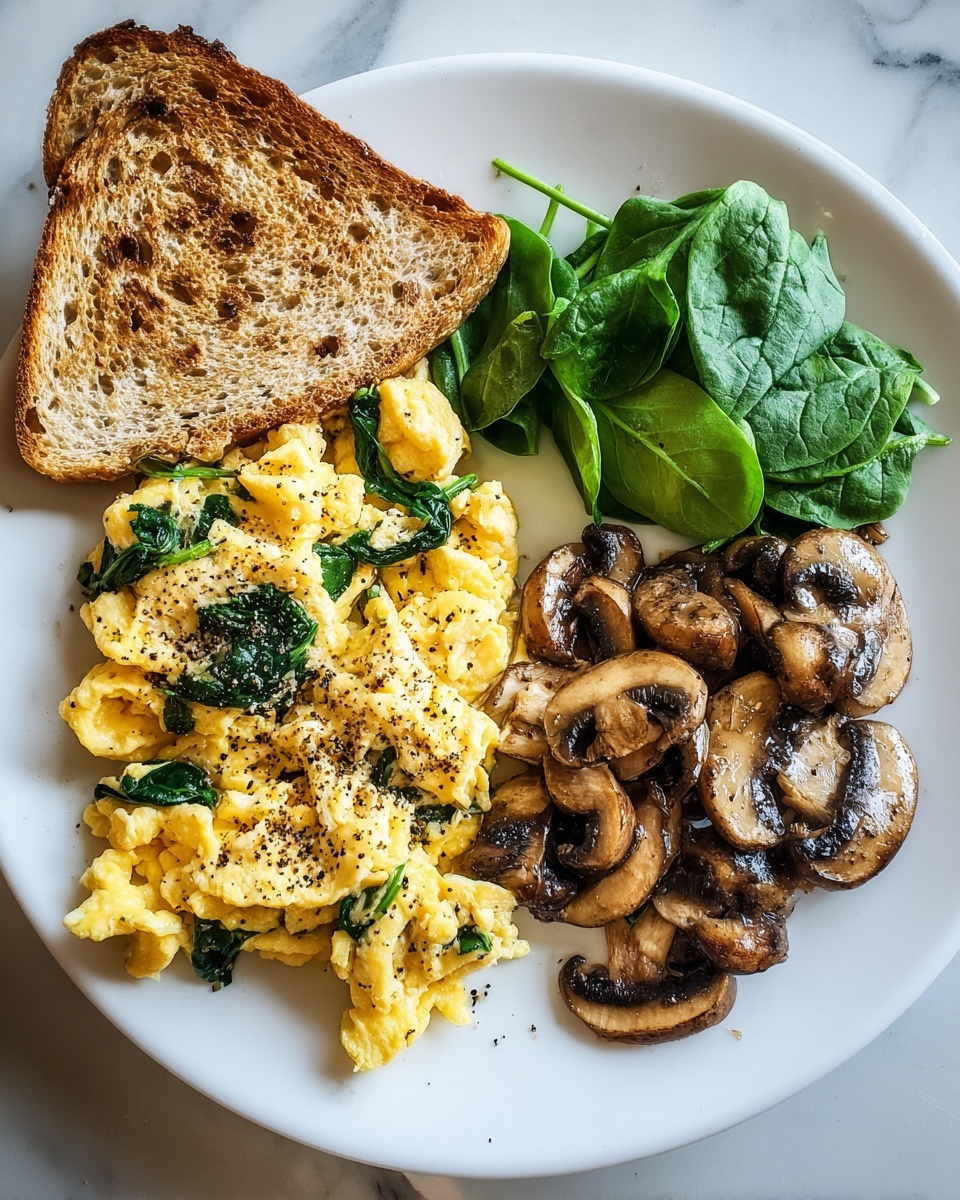 Mushroom-Spinach Scrambled Eggs Recipe - Recipe Image