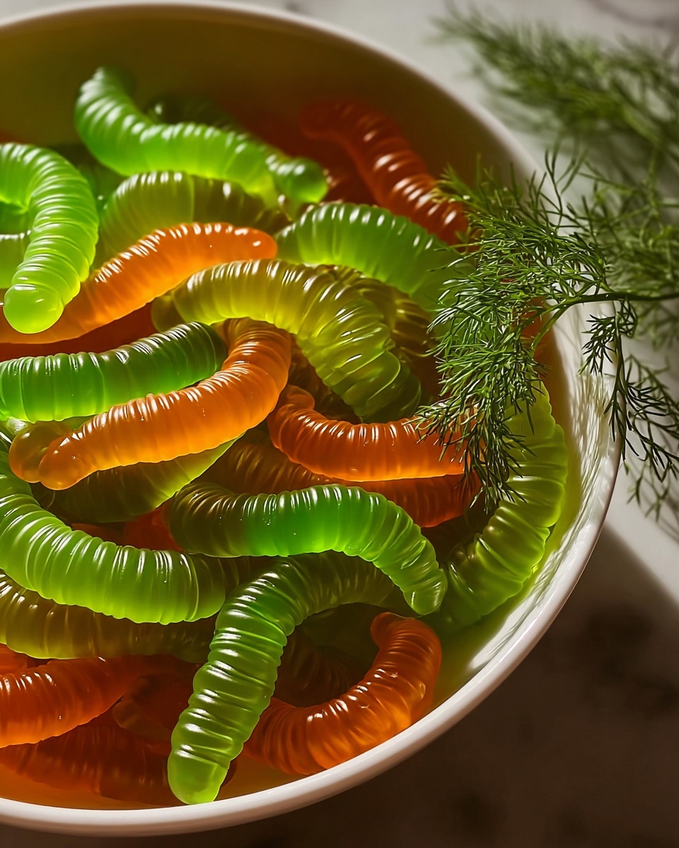 Homemade Dill Pickle Gummy Worms Recipe - Recipe Image