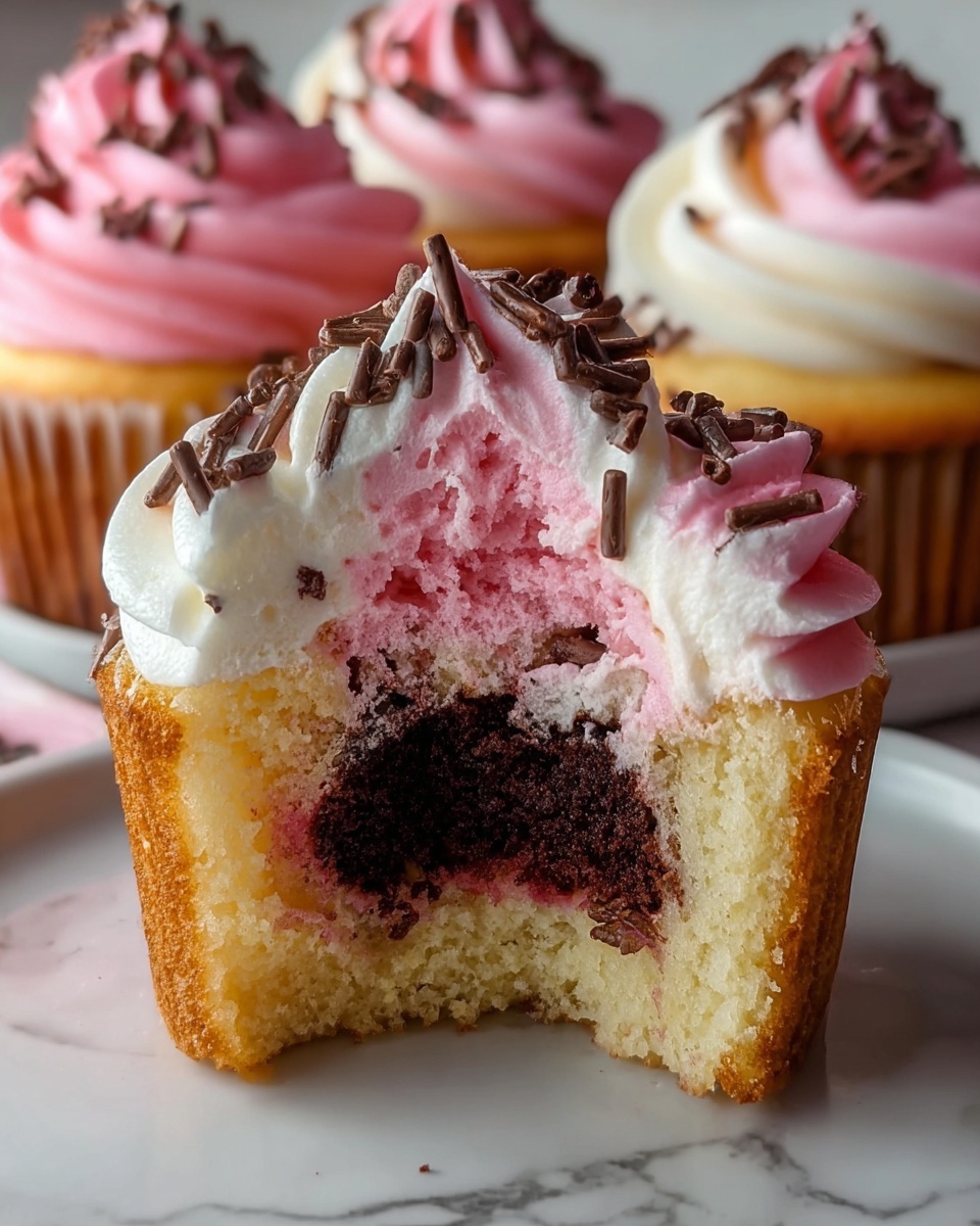 Heavenly Neapolitan Cream Cupcakes Recipe - Recipe Image