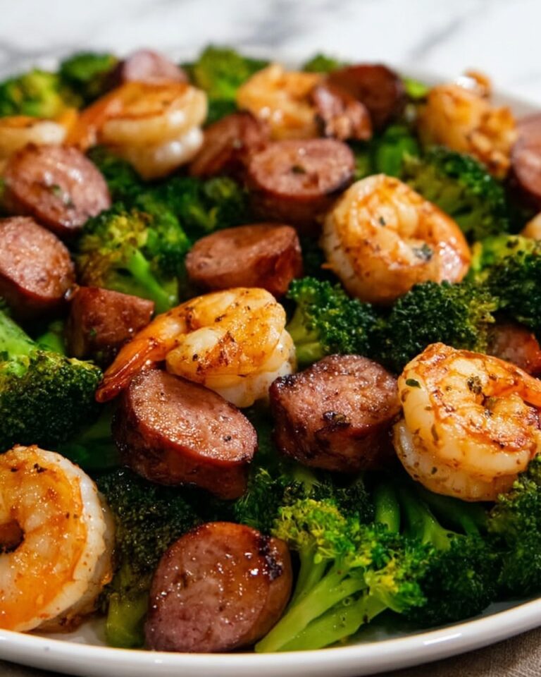 Honey Garlic Shrimp, Sausage & Broccoli Skillet Recipe