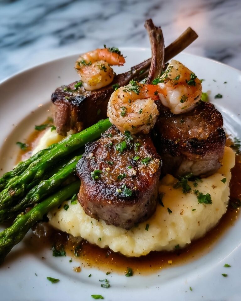 Lamb Chops over Lobster Mash with Asparagus Recipe
