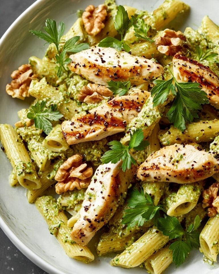 Chicken & Vegetable Penne with Parsley-Walnut Pesto Recipe