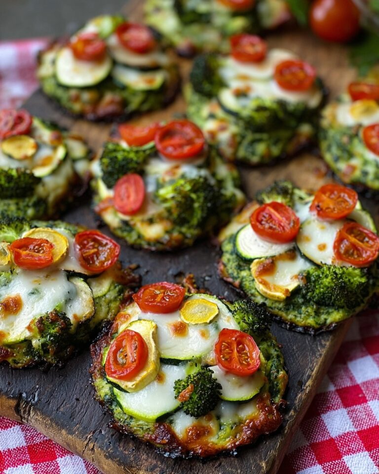 Mini Veggie Pizzas with Broccoli Crust Recipe