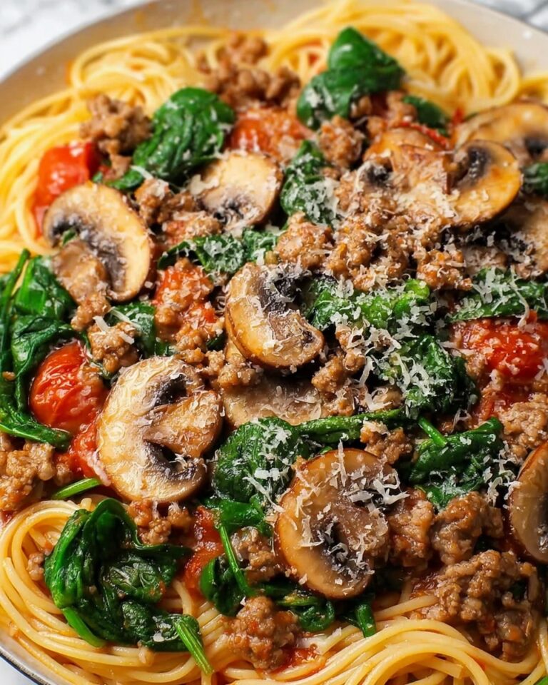 Italian Sausage Pasta with Spinach, Mushrooms, and Marinara Sauce Recipe