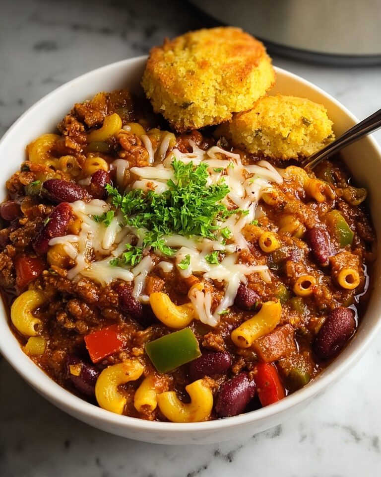 Veggie Chili Mac with Crispy Cornbread Topping Recipe