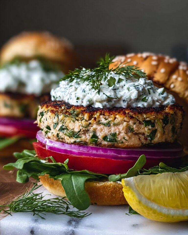 Salmon Burgers with Tzatziki and Fresh Veggies Recipe