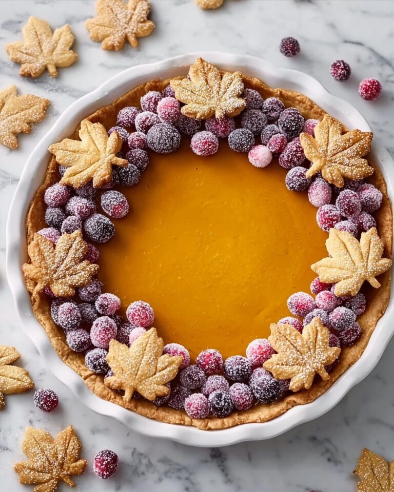 Pumpkin Pie with Sugared Cranberries and Homemade Pie Crust Recipe