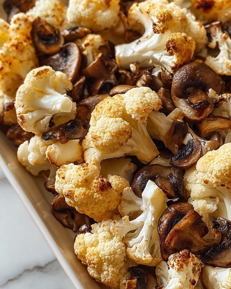 Garlicy Roasted Cauliflower & Mushrooms Recipe