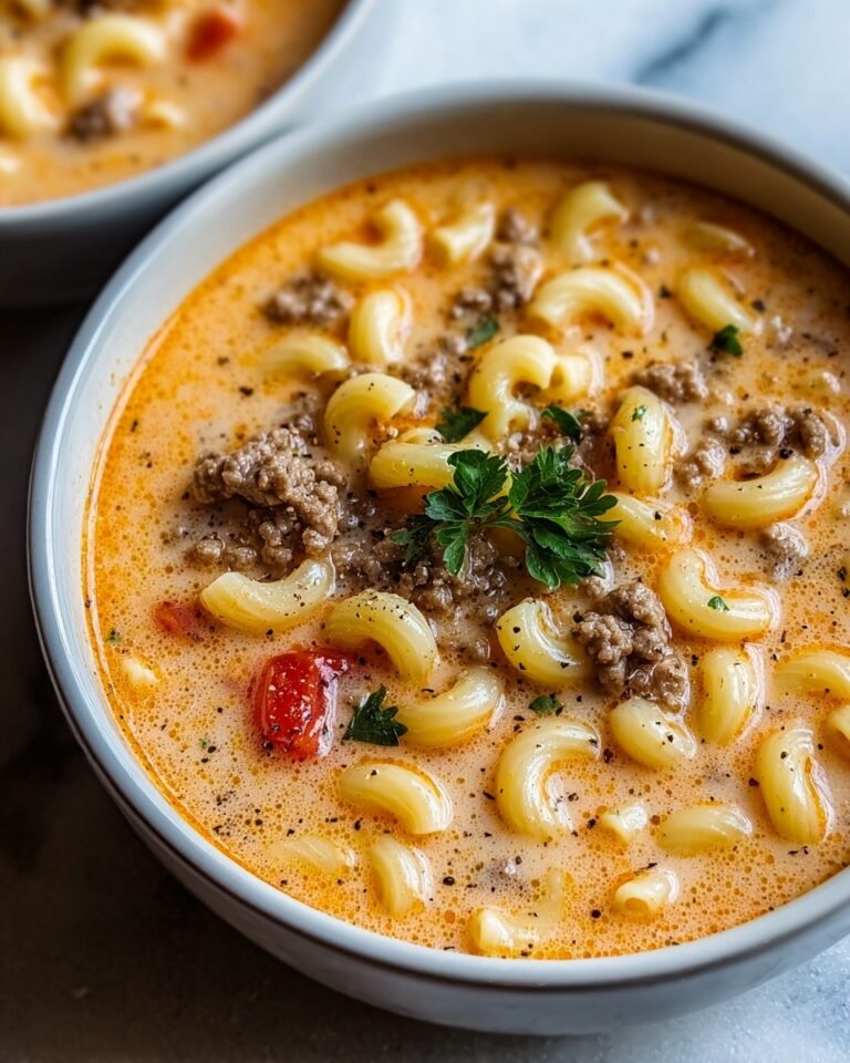 One-Pot Macaroni Cheeseburger Soup Recipe