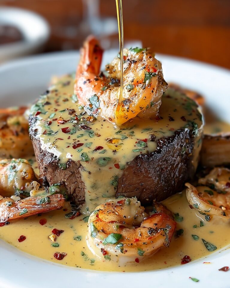 Filet Mignon with Shrimp and Lobster Cream Sauce Recipe