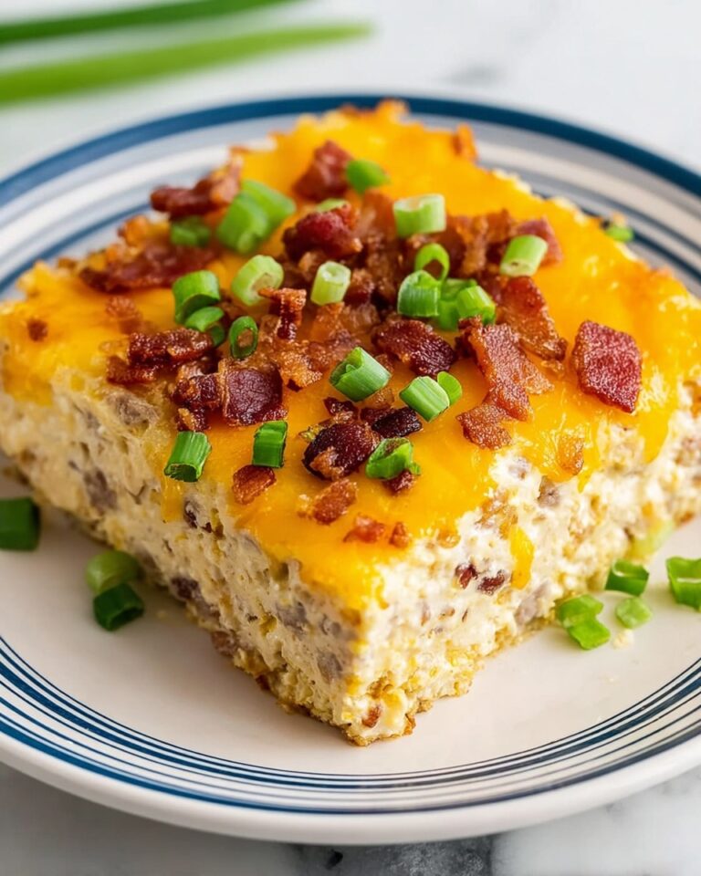 Tater Tot Breakfast Casserole with Sausage, Bacon, and Cheddar Recipe