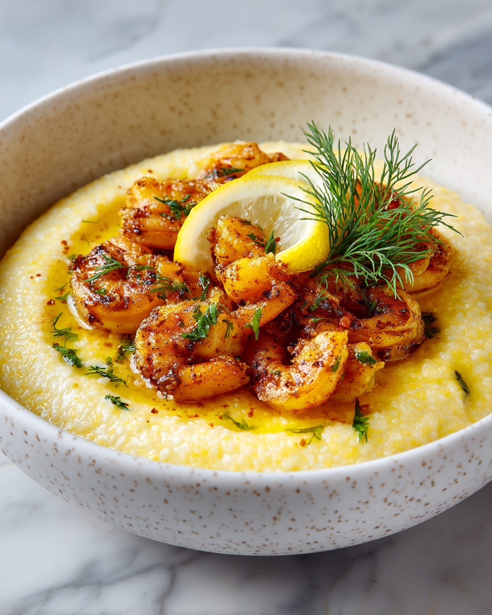 Honey Butter Cajun Shrimp with Smoked Gouda Grits Recipe - Recipe Image