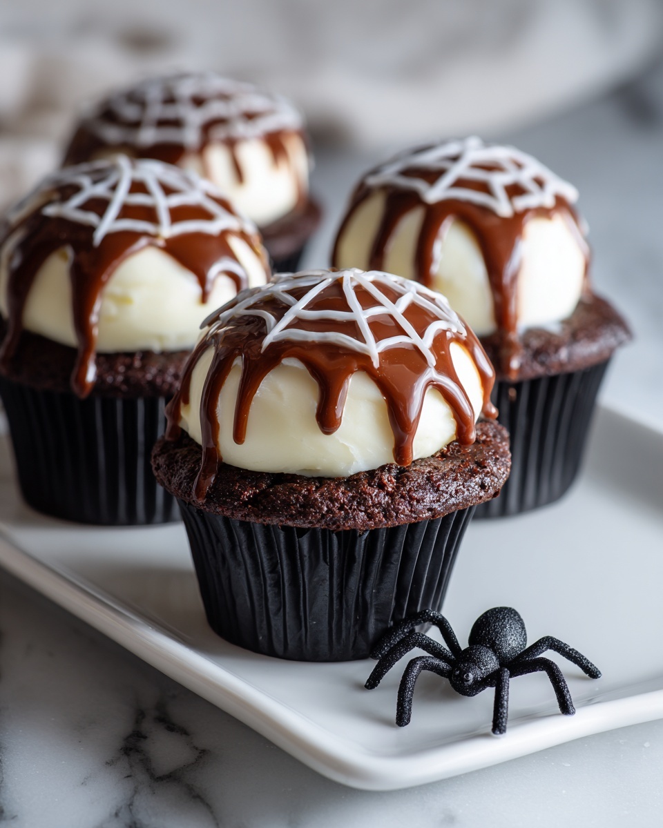 Black and White Spider Web Cupcakes Recipe - Recipe Image