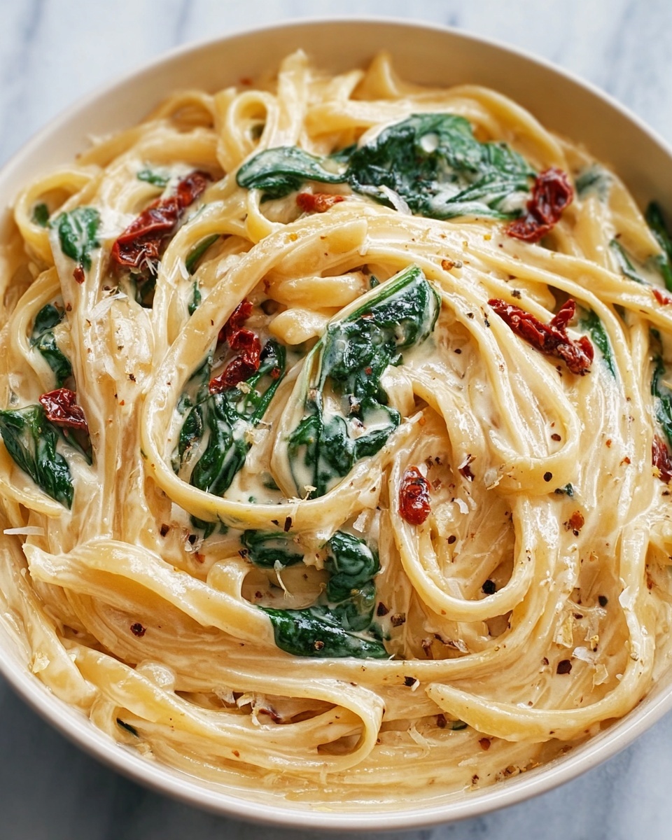 Linguine with Spinach and Sun-Dried Tomato Cream Sauce Recipe - Recipe Image