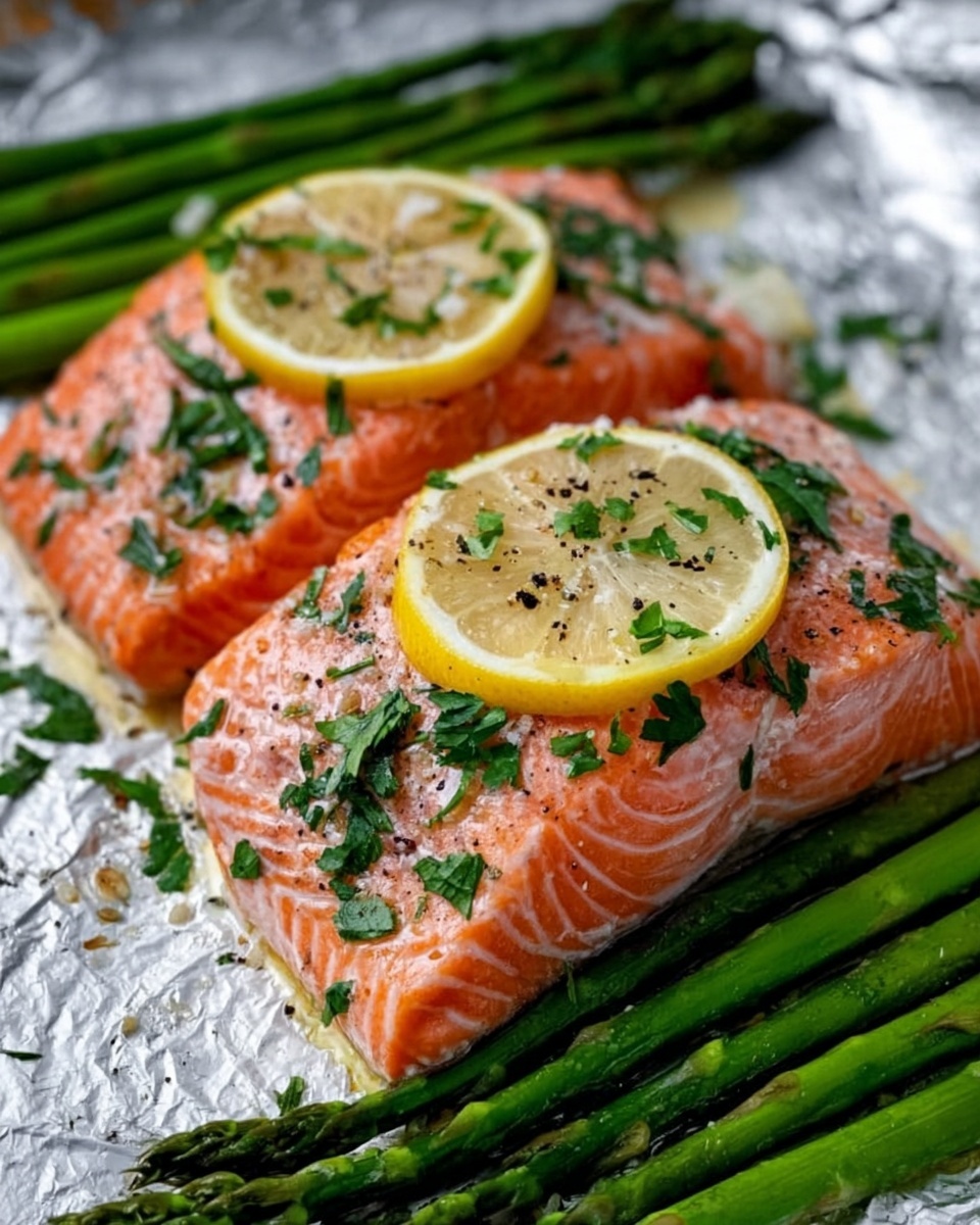 Salmon, Asparagus, Lemon, and Herb Foil Pack Recipe - Recipe Image