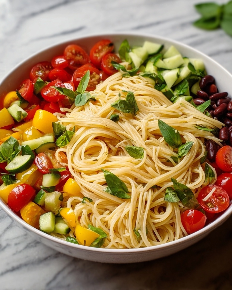 California Spaghetti Salad with Fresh Veggies Recipe - Recipe Image