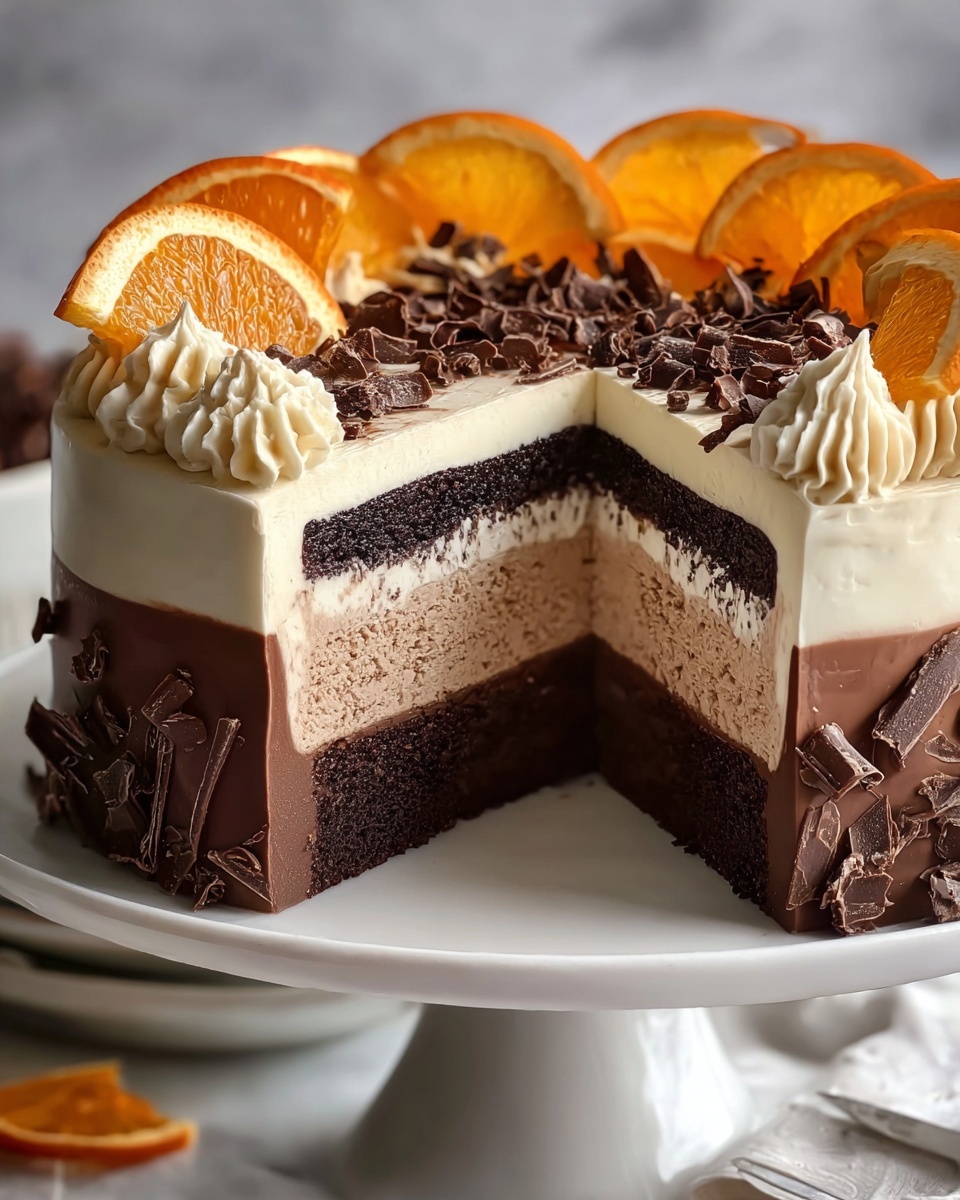 Chocolate Orange Cheesecake Layer Cake Recipe - Recipe Image