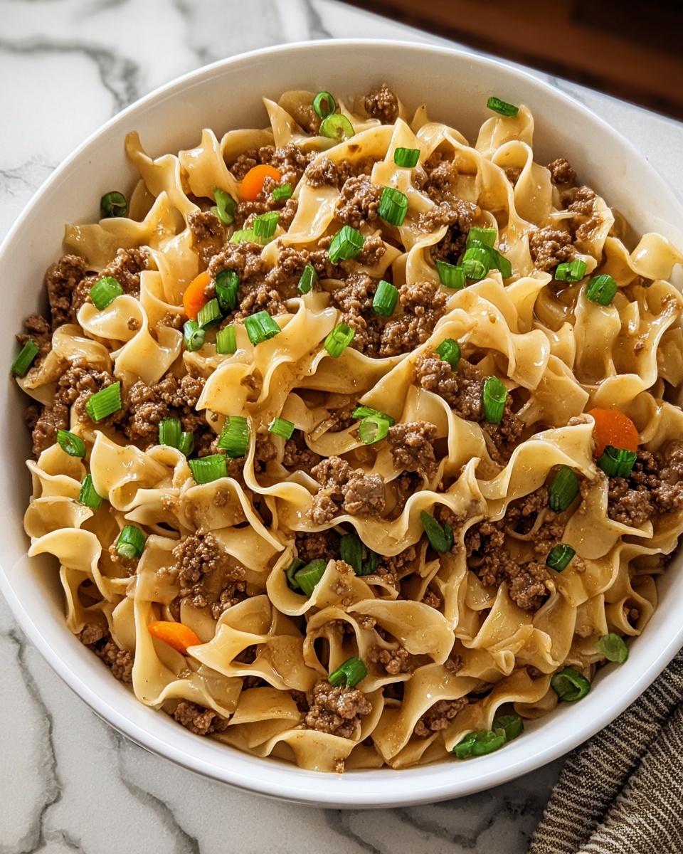 Mongolian Ground Beef Noodles Recipe - Recipe Image