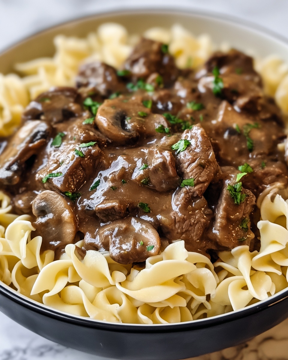 Tender Crockpot Beef Tips with Noodles Recipe - Recipe Image