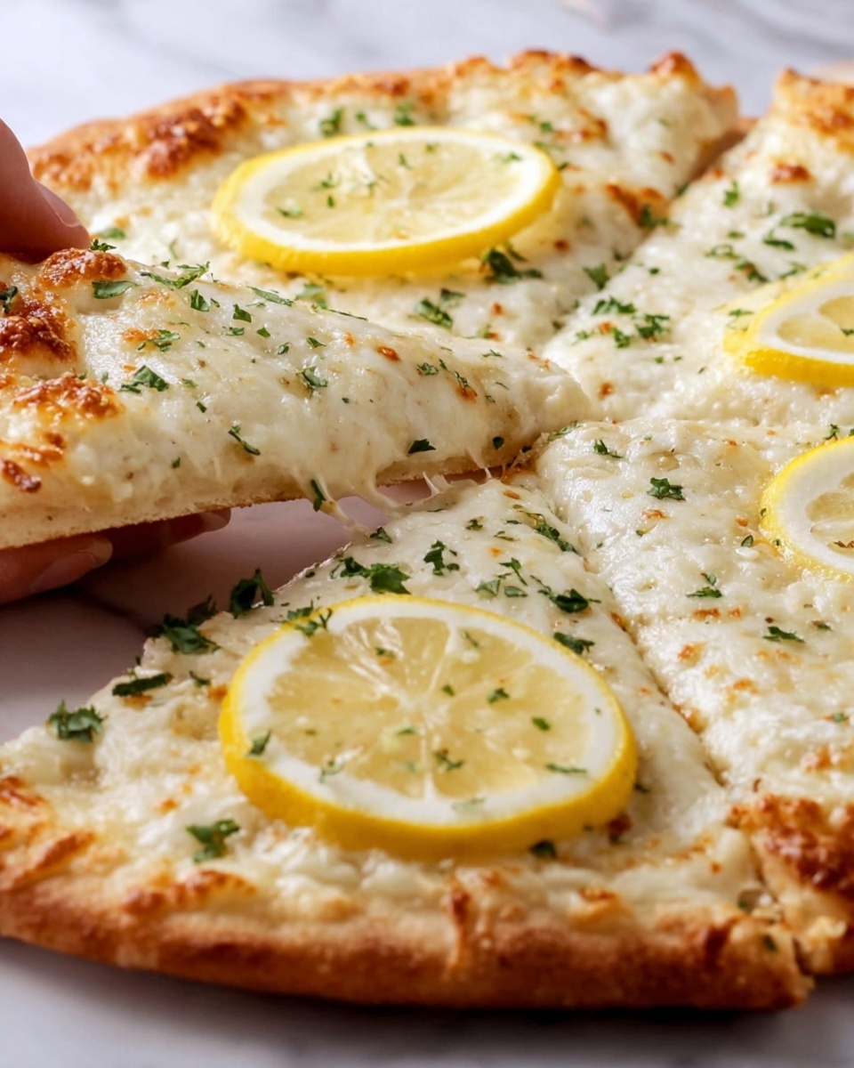 Lemon Pizza with Ricotta, Mozzarella, and Fresh Thyme Recipe - Recipe Image