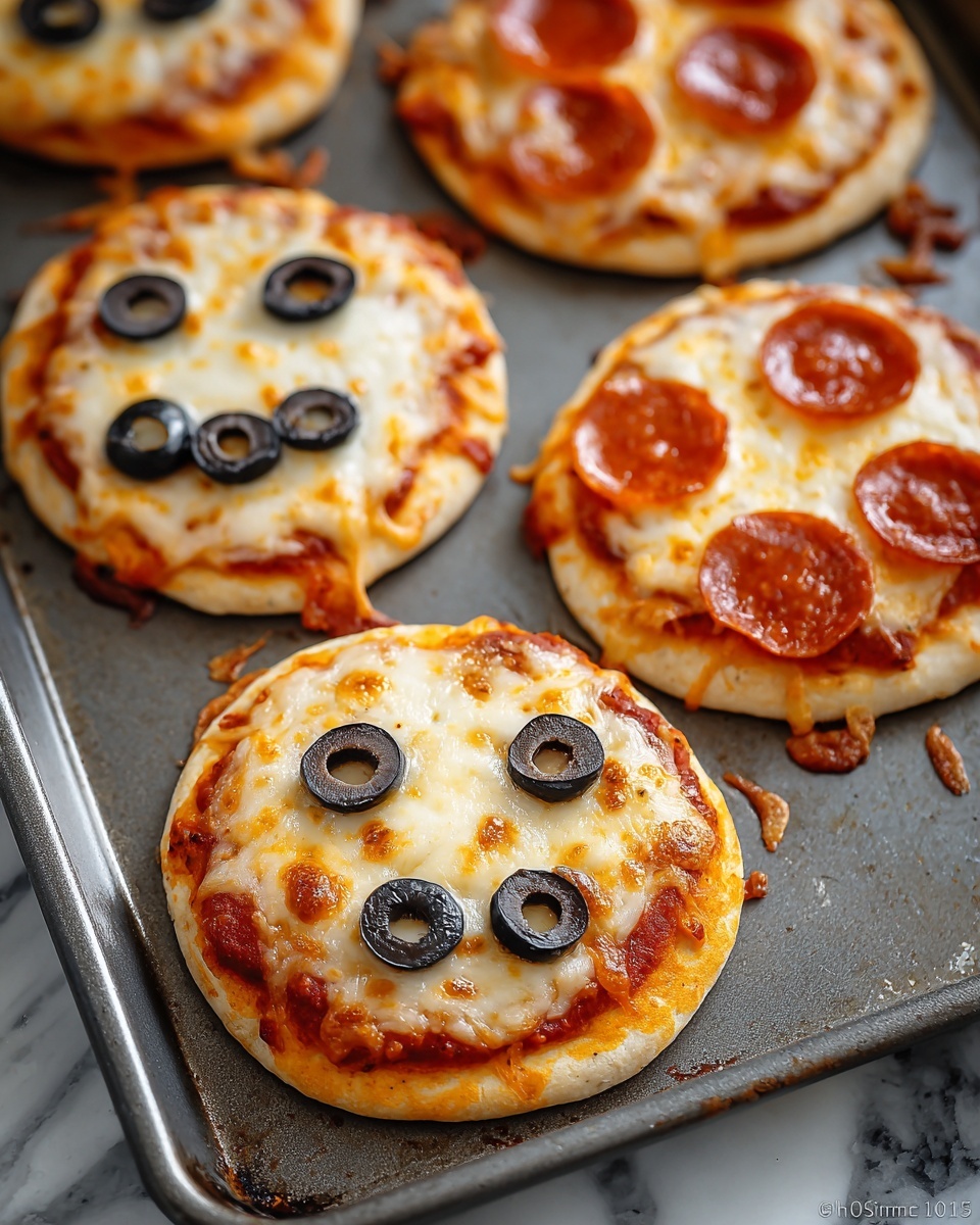 Easy Peasy Mini Halloween Pizzas Recipe - Recipe Image