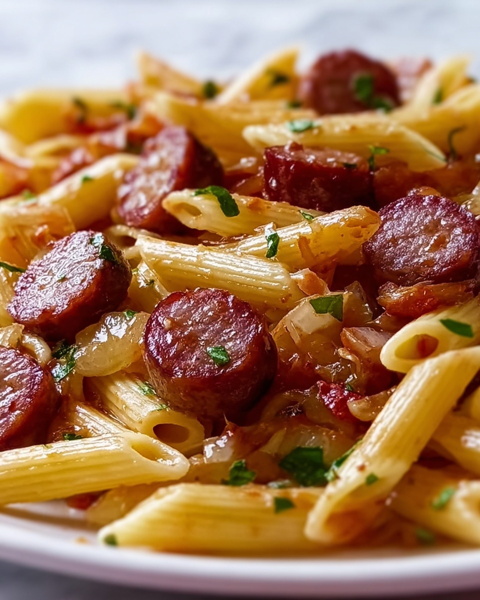 Sweet and Tangy BBQ Sausage Pasta Recipe - Recipe Image