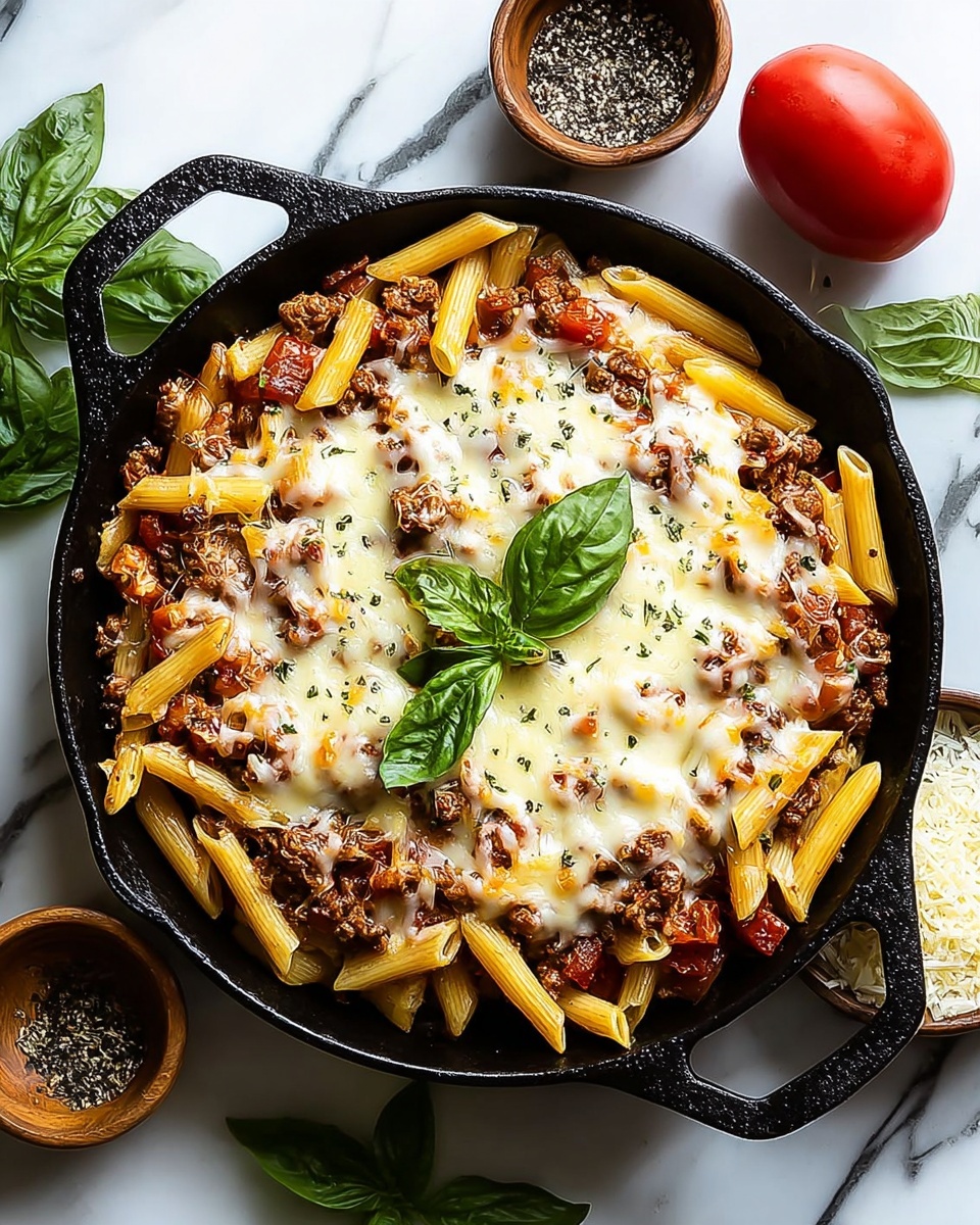Cheesy Penne with Ground Beef Recipe - Recipe Image