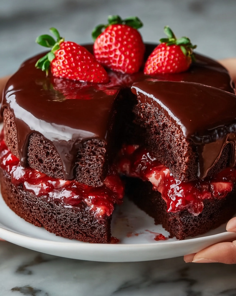 Chocolate Cake with Strawberry Filling Recipe - Recipe Image