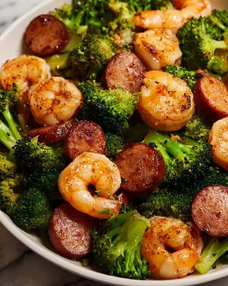 Honey Garlic Shrimp, Sausage & Broccoli Skillet Recipe - Recipe Image