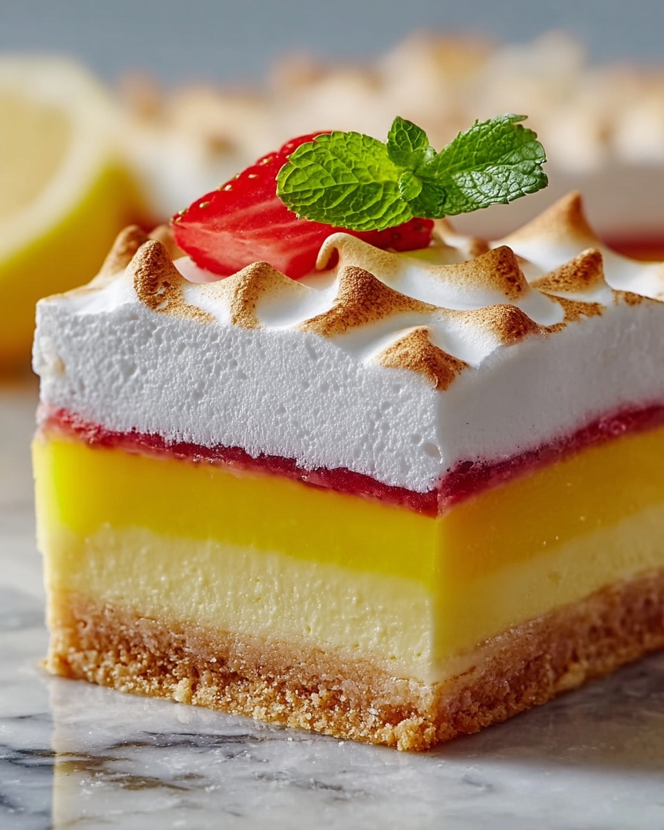 Lemon Pie Bars with Strawberry Meringue Recipe - Recipe Image