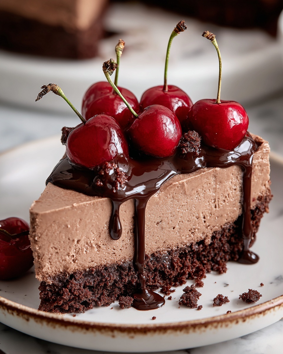 No-Bake Cherry Chocolate Cheesecake Recipe - Recipe Image