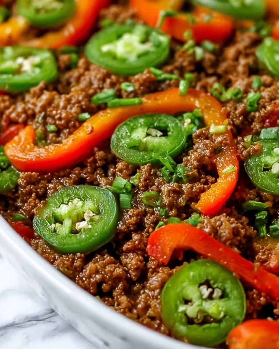 Spicy Jalapeño Popper Mediterranean Ground Beef Stir Fry Recipe - Recipe Image