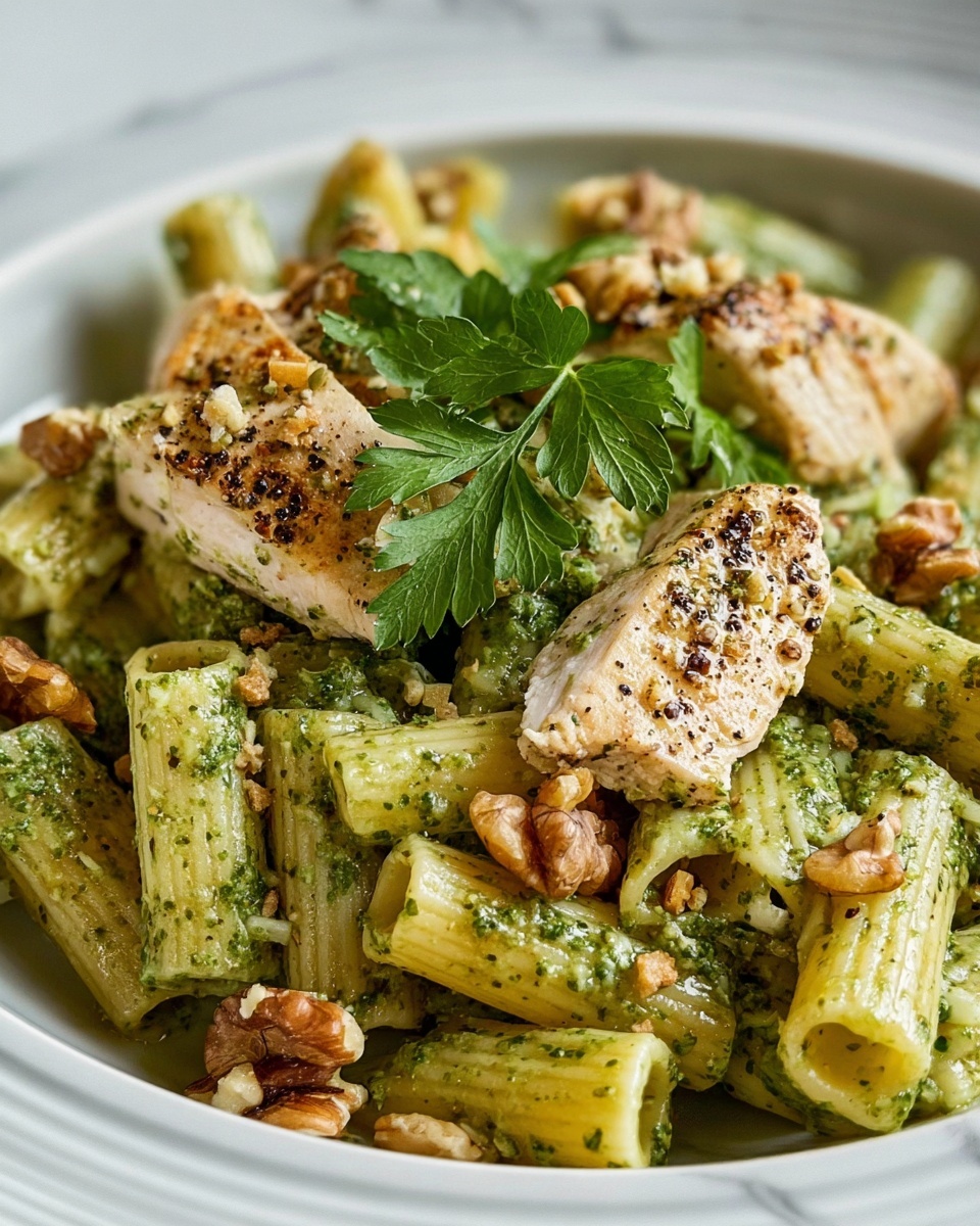 Chicken & Vegetable Penne with Parsley-Walnut Pesto Recipe - Recipe Image