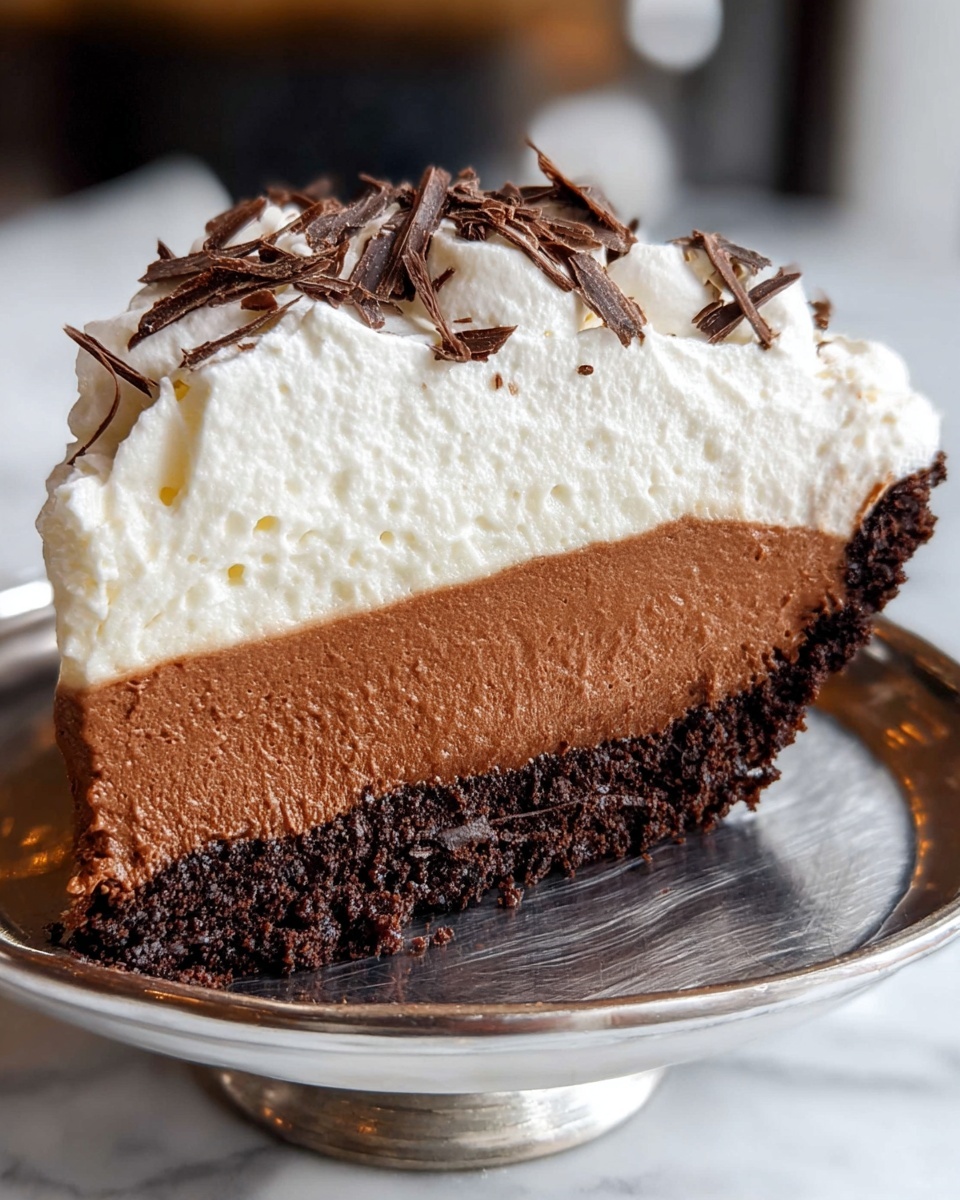 Chocolate Mousse Pie with Oreo Crust and Chocolate Shavings Recipe - Recipe Image