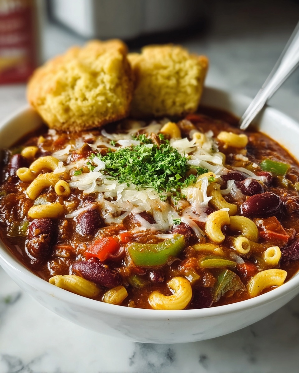 Veggie Chili Mac with Crispy Cornbread Topping Recipe - Recipe Image