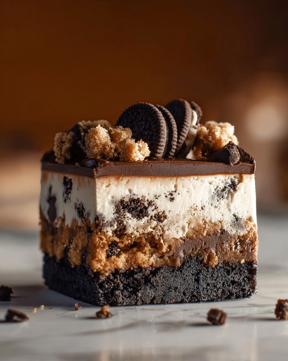 Brownie Layered Cookie Dough Cheesecake Recipe - Recipe Image