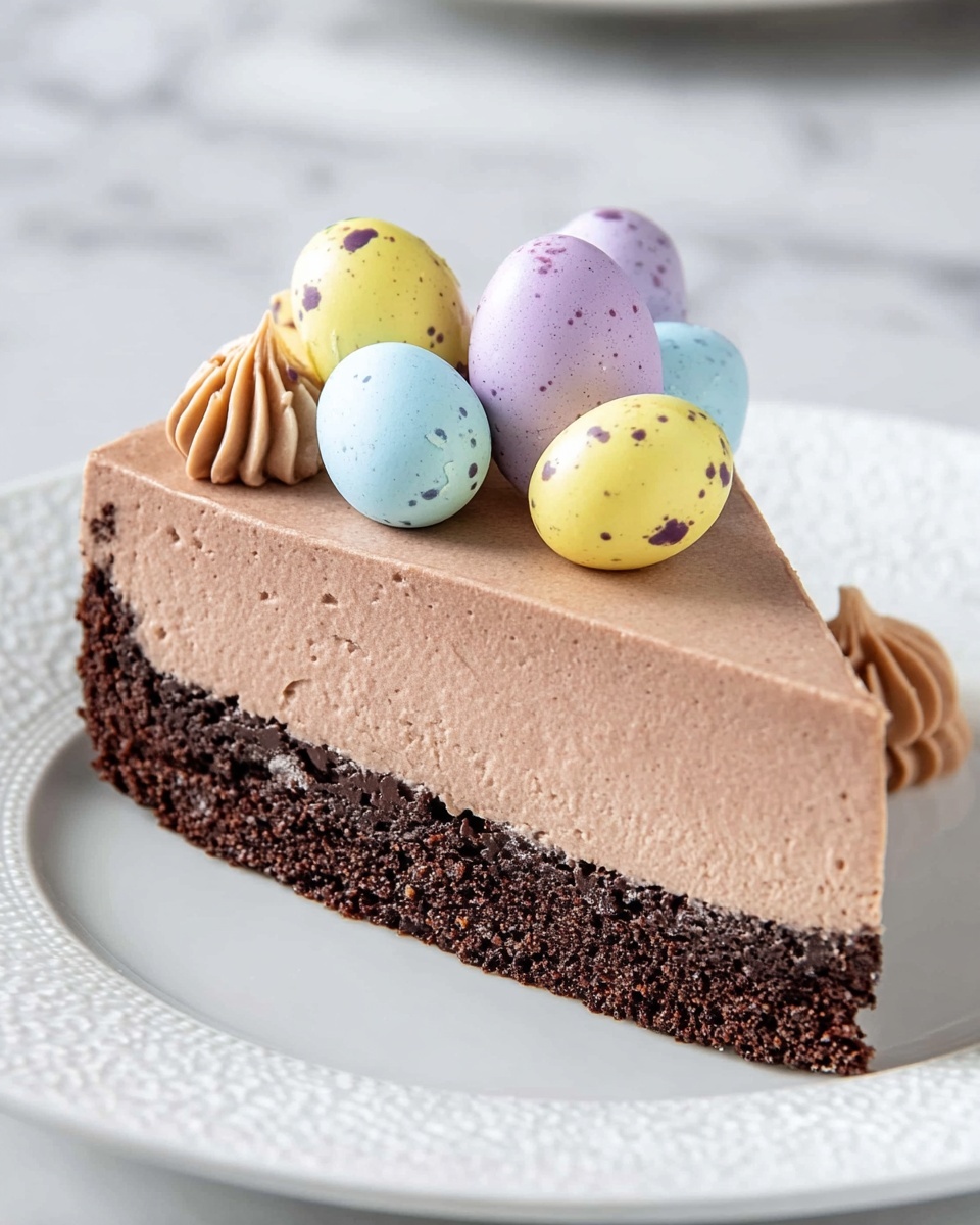 No-Bake Mini Egg Chocolate Cheesecake Recipe - Recipe Image