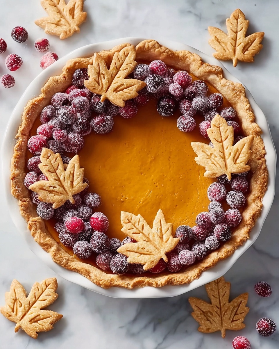 Pumpkin Pie with Sugared Cranberries and Homemade Pie Crust Recipe - Recipe Image