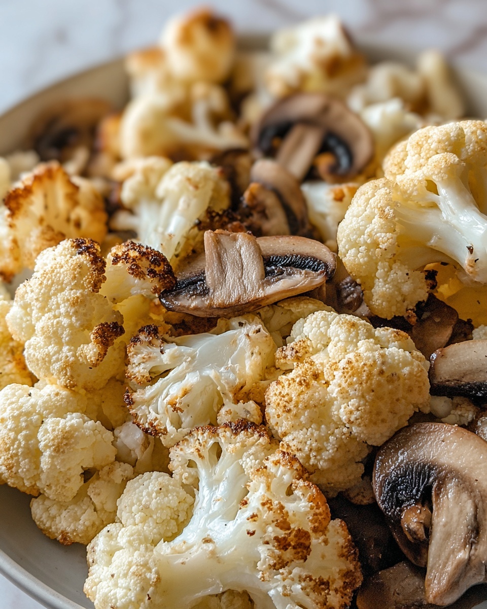 Garlicy Roasted Cauliflower & Mushrooms Recipe - Recipe Image