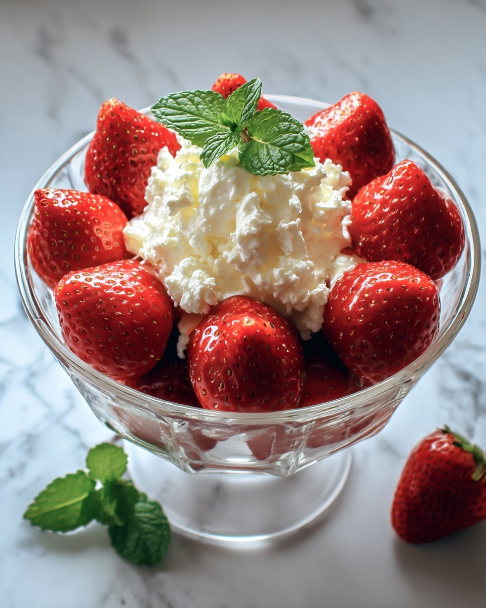 Strawberries with Mint-Infused Cream Recipe - Recipe Image