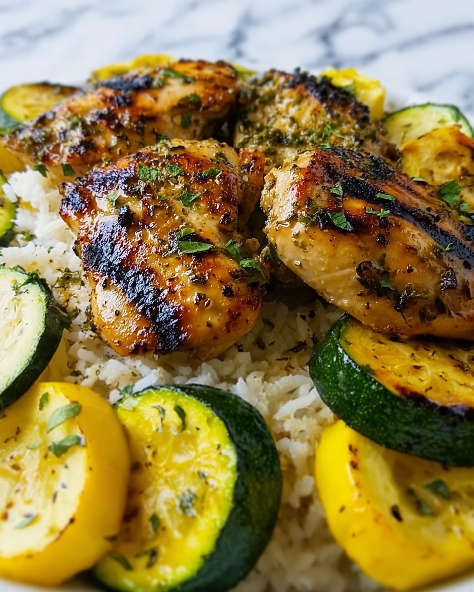 Lemon Pepper Chicken and Rice with Zucchini and Squash Recipe - Recipe Image