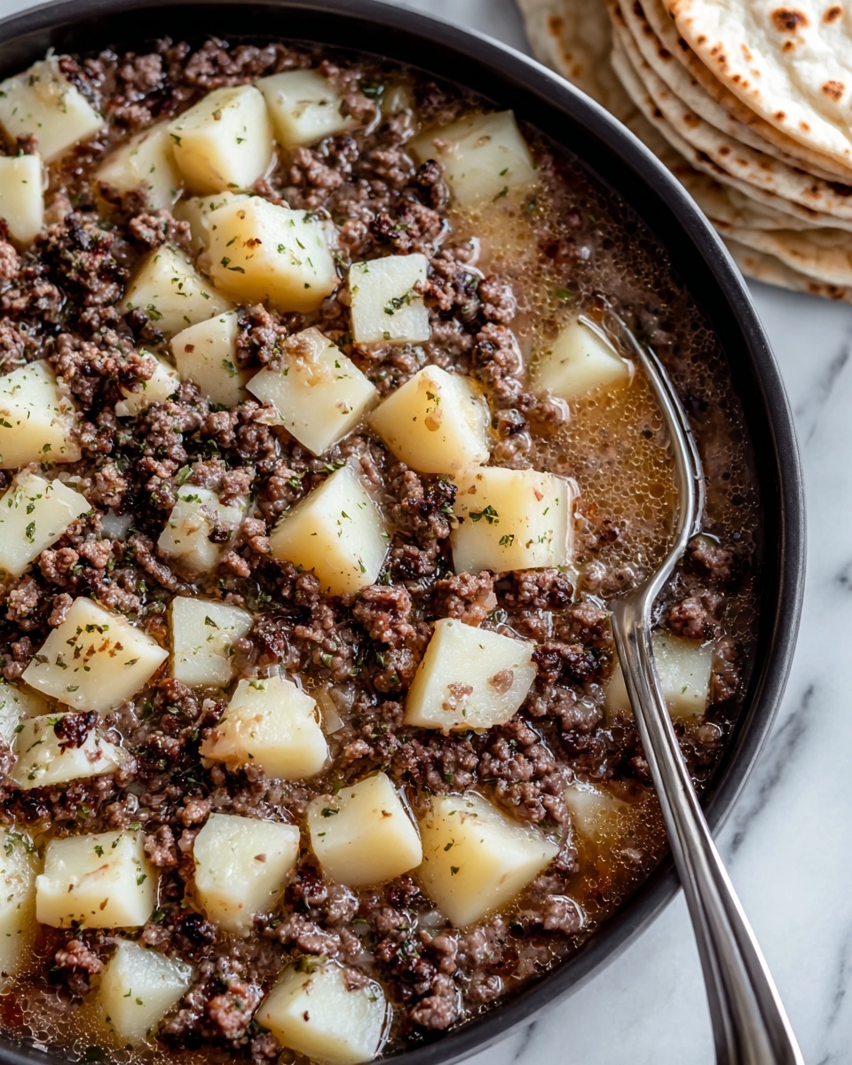 Ground Beef with Potatoes in Spicy Tomato Sauce Recipe - Recipe Image