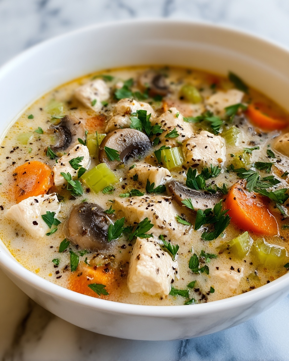 Easy Chicken, Mushroom & Leek Soup Recipe - Recipe Image