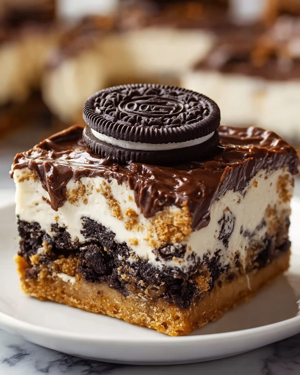 Decadent Oreo Cheesecake Cookie Bars Recipe - Recipe Image