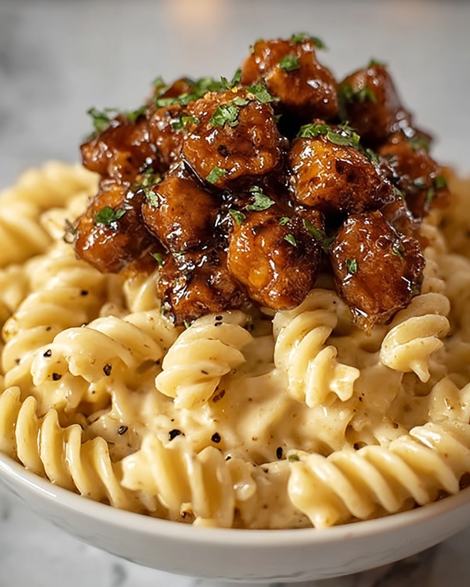 Garlic Butter Chicken Bites & Spicy Cajun Alfredo Twisted Pasta Recipe - Recipe Image