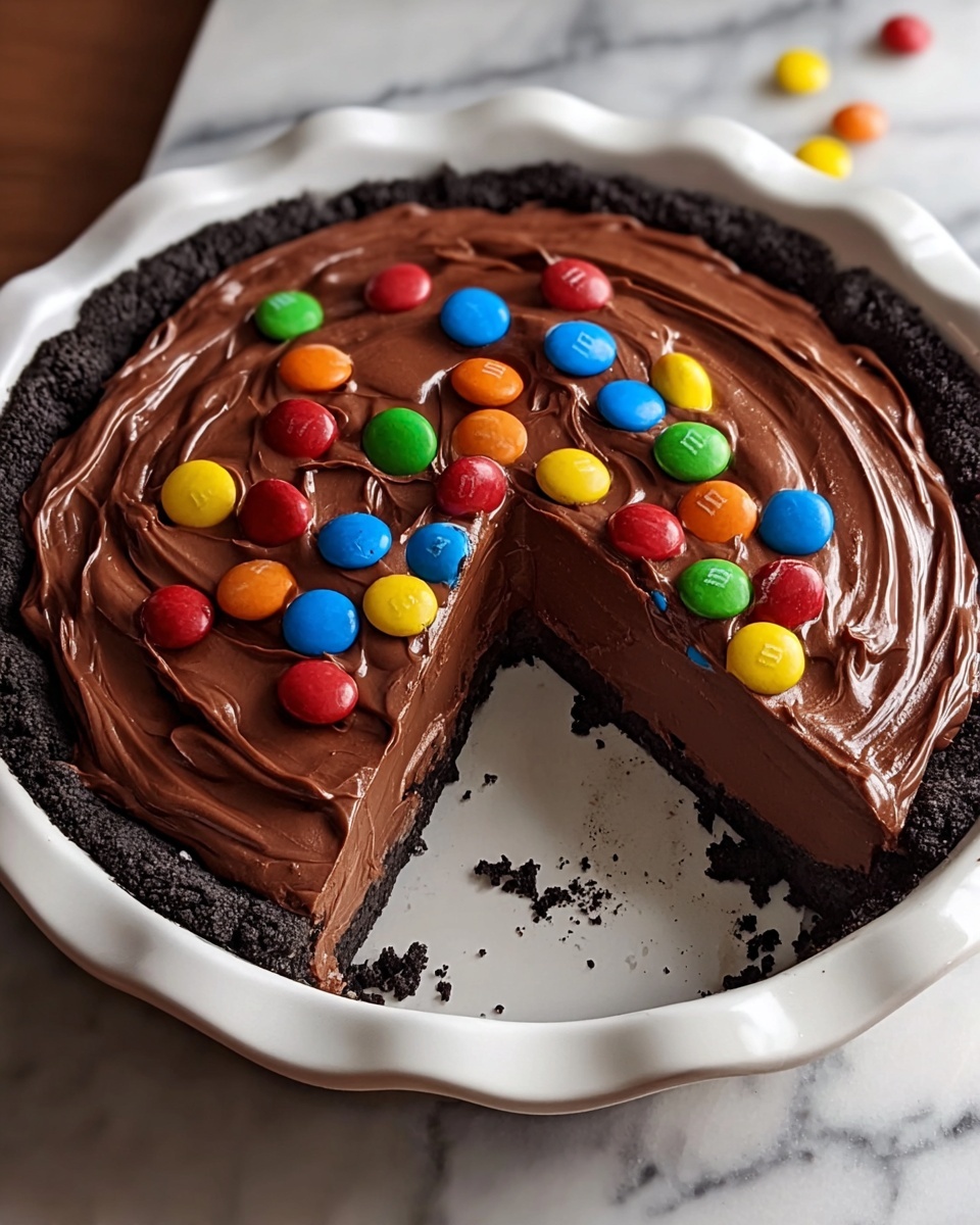 No-Bake Chocolate M&M Pie Recipe - Recipe Image