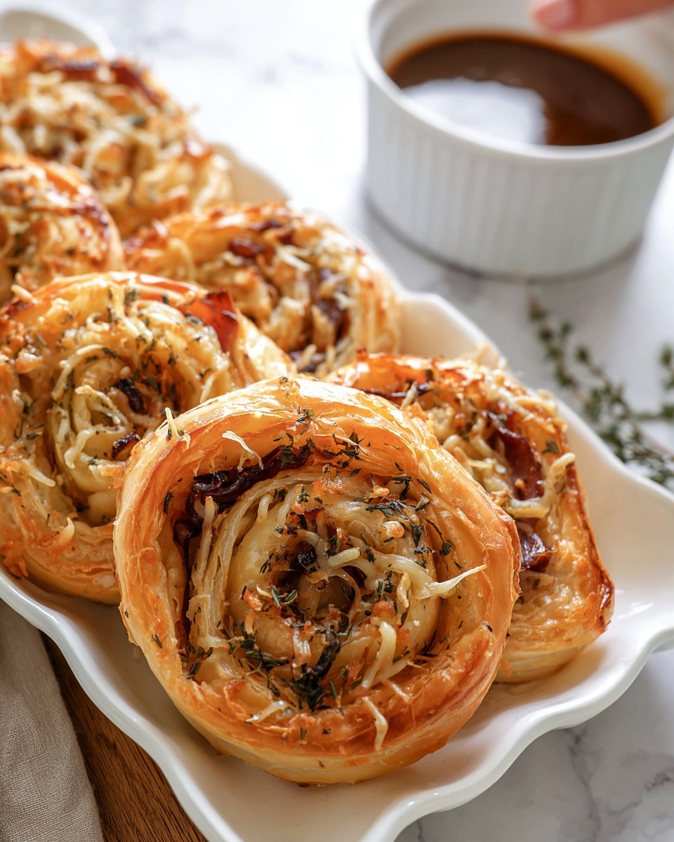 French Dip Roast Beef Pinwheels with Au Jus Recipe - Recipe Image